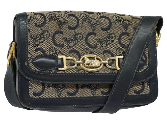 Céline Bolso de hombro Celine C Sulky de lona marina Auth EC321 Azul marino