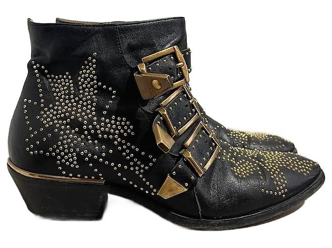 Chloé Bottines CHLOE T.EU 36.5 Cuir Noir