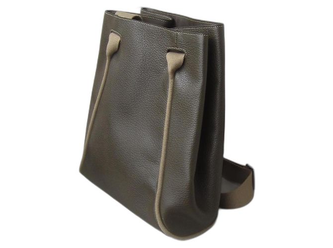 Delvaux Deux Backpack Khaki Leather