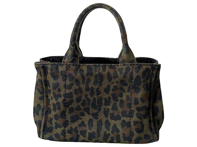 Sac à main Prada toile camouflage léopard kaki