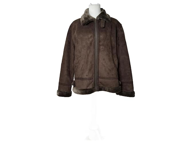 Autre Marque Vintage Kansai Yamamoto Leather Fur Jacket 40/L Unisex Brown  ref.2109527