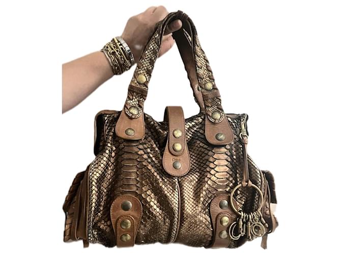 Chloé Borsa a spalla Silverado in Python Bronzo 