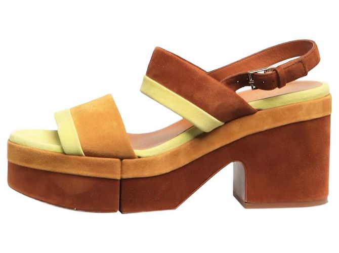 Robert Clergerie Brown suede platform sandal heels - size EU 40