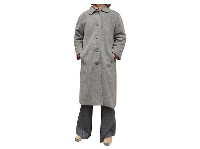 Burberry Grey Wool Loden Coat