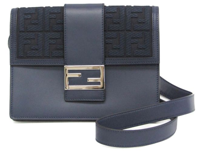 Fendi Flat Baguette Medium Shoulder Bag Navy blue