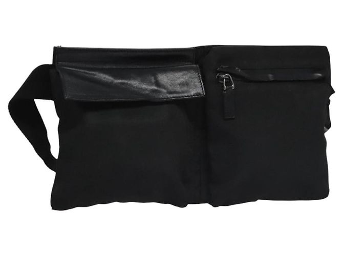 GUCCI Waist bag Nylon Black Silver 28566 Auth IN054 Silvery