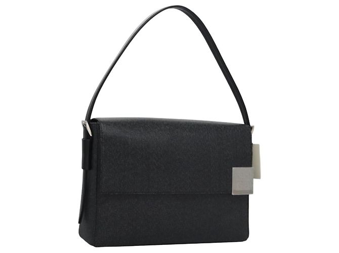 Borsa a Spalla GIVENCHY PVC Nero Argento Auth bs23328