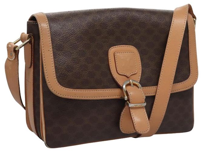 Céline Borsa a spalla in tela Macadam CELINE in pelle PVC marrone oro Auth mr1129 D'oro