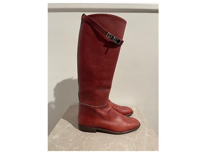 Kelly Hermès Botas HERMES T.EU 37 Couro Vermelho