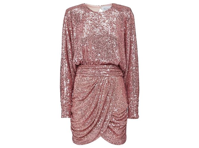Vestido mini drapeado com mangas morcego rosa antigo Redemption