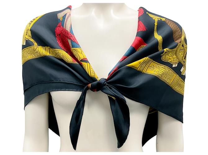 Hermès Hermes Black / Red / Blue / Gold Grand Uniforme Square Silk Twill Scarf Multiple colors  ref.2111484