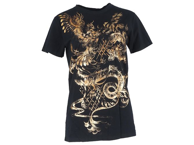 Camiseta estampada com dragão Balmain em algodão preto