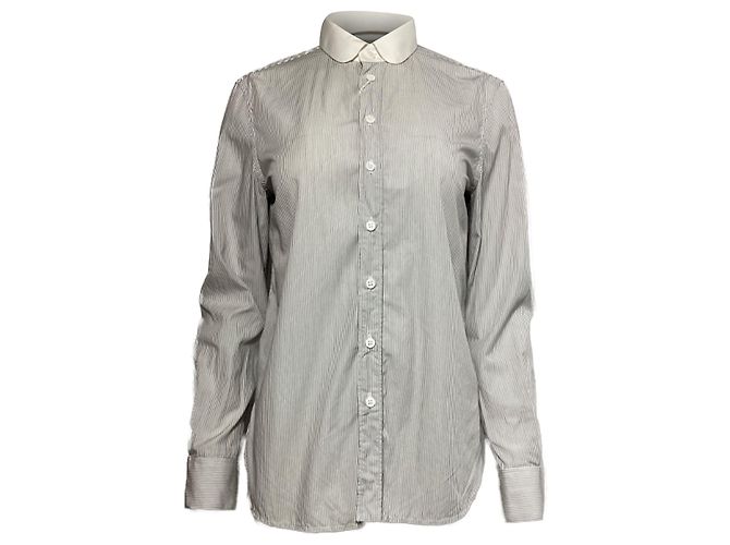 Camicia a righe a maniche lunghe Saint Laurent in cotone nero e bianco