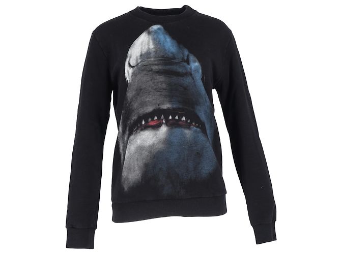Pull en coton noir imprimé requin Givenchy Gris