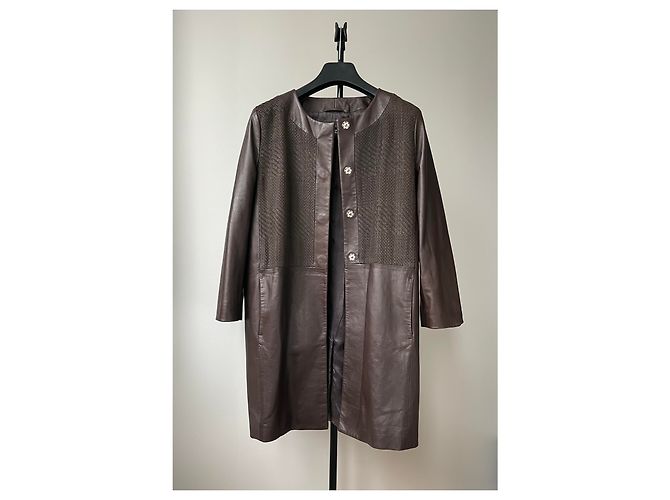 Casaco de couro marrom Max Mara