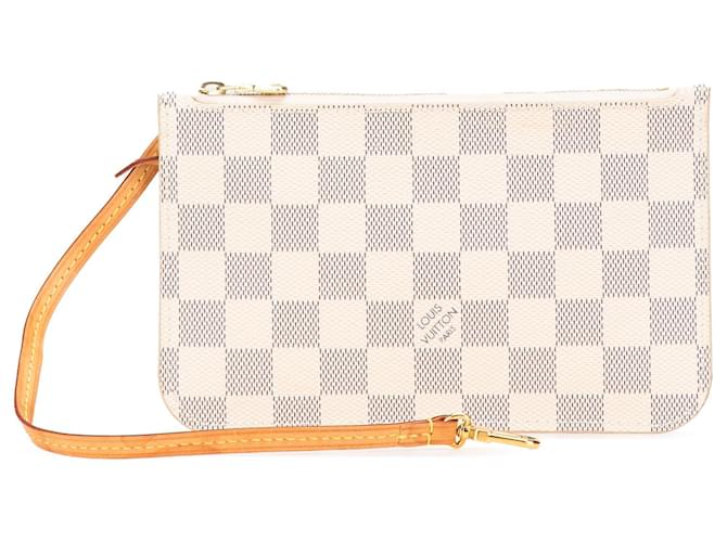 Louis Vuitton White Damier Azur Neverfull Pouch PM Cloth  ref.2111828