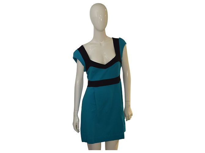 French Connection Mini-Kleid aus Viskose Blau Schwarz Größe 12