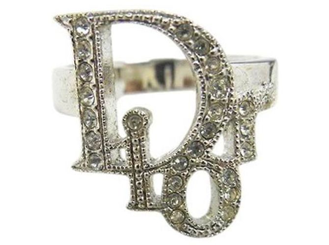 Silberne Strass-Logo-Ring von Christian Dior