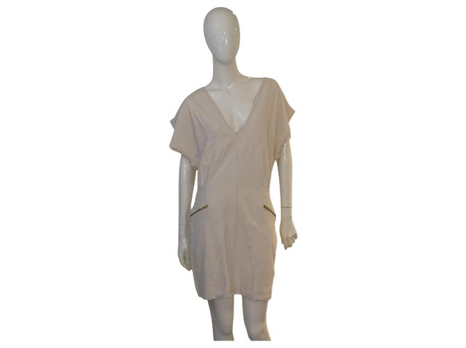 French Connection Vestido Mini de Viscose Creme com Decote em V Tamanho 12