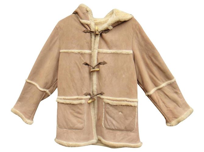 Jaqueta Burberry de shearling e couro bege
