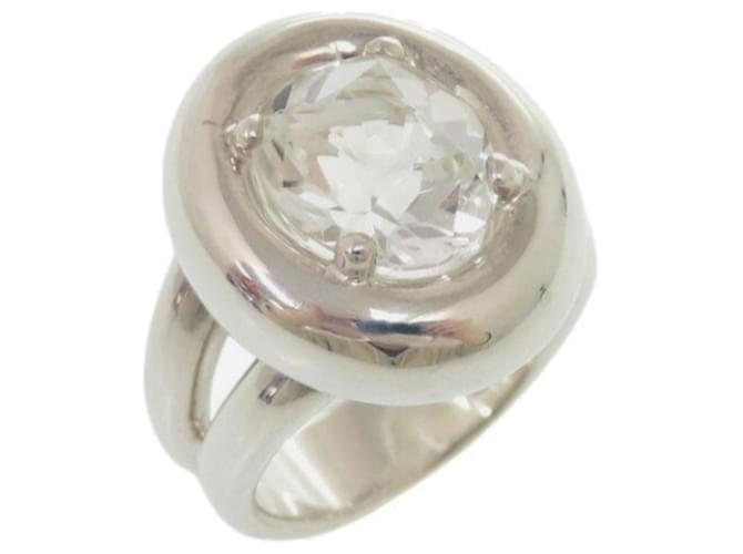 Ring Hermès Bague Hermes Gaucho en Argent 925 avec Topaze Blanche Argenté 