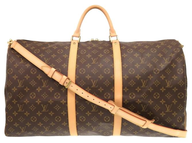 Louis Vuitton Keepall Bandouliere 60 Monogram Boston Bag Brown Patent leather  ref.2112424