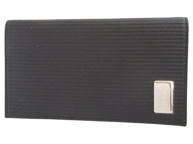 Bulgari Bvlgari Millerige Leather Black Bi-fold Long Wallet  ref.2112602