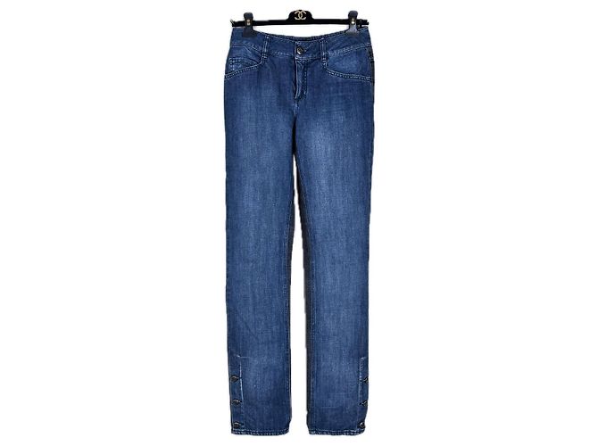 Chanel Jeans Bicolore con Bottoni CC 36 FR Multicolore