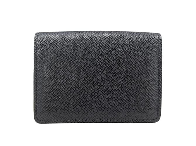 Louis Vuitton Taiga Leather Card Case Black Grey  ref.2112687