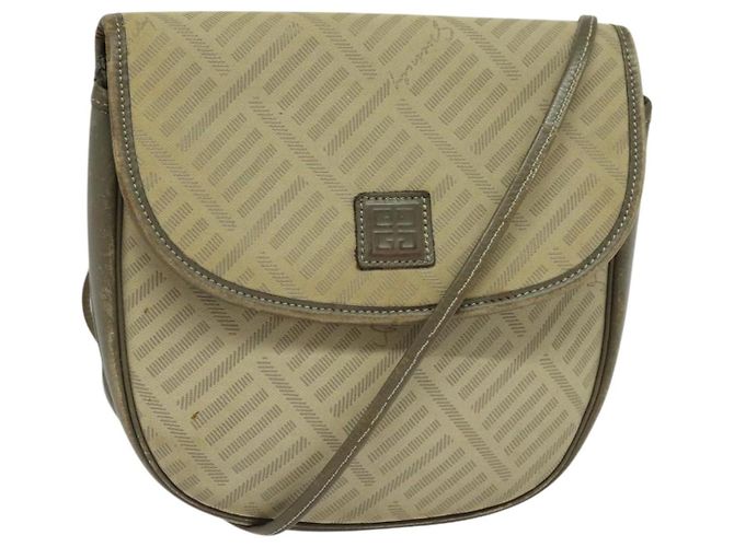Bolsa de ombro GIVENCHY em lona de couro bege ouro Auth bs23699 Dourado