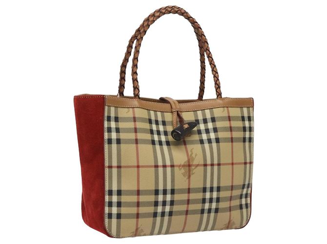 BURBERRY Nova Check Handtasche aus PVC Beige Auth EC590