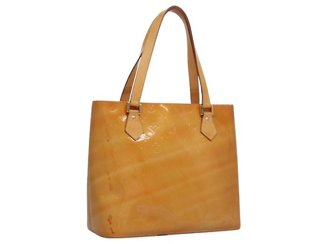LOUIS VUITTON Monogram Vernis Handtasche Houston Beige M91004 LV Auth BA742