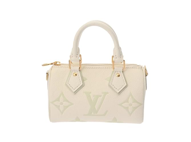Louis Vuitton Monogram Empreinte Nano Speedy Shoulder Bag Green Eggshell Leather  ref.2113433