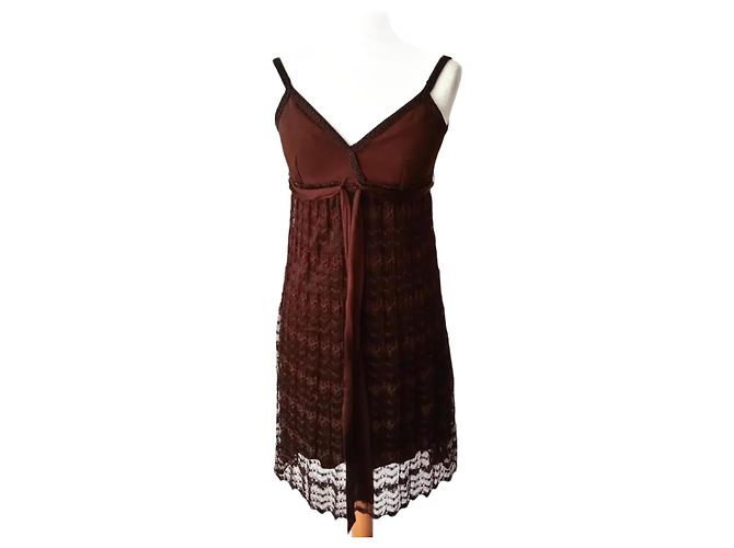 Autre Marque Braunes Spitzenkleid