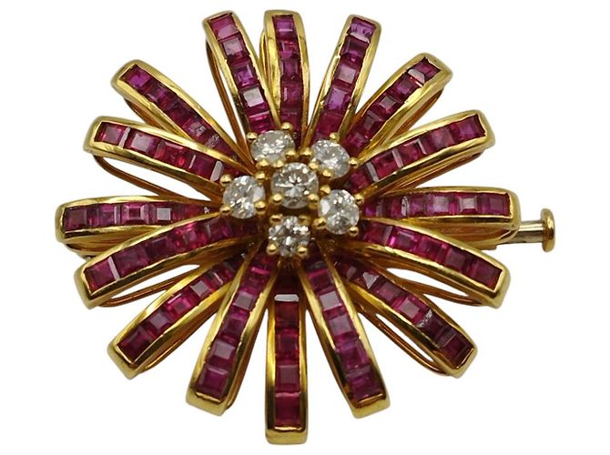 Autre Marque Broche de flor en oro amarillo
