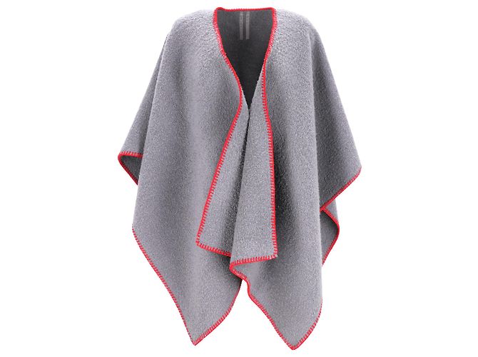 Grau Woll-Poncho mit Nahtkante von Rick Owens