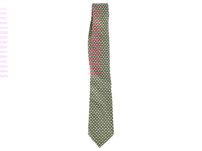  Hermès Cloud Printed Necktie in Red Silk  ref.2113874