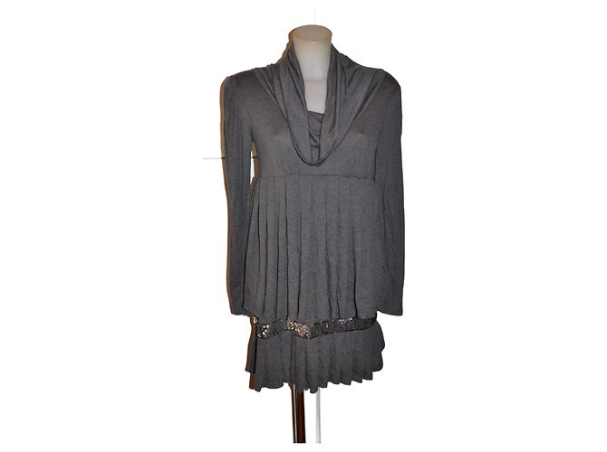 Pinko Mini Kleid Grau Wolle Viskose