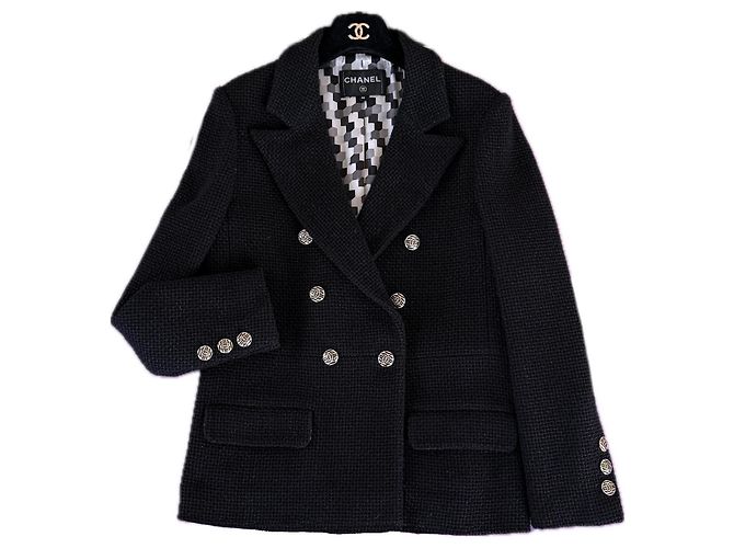 Chanel Novo casaco de tweed preto atemporal 40 FR