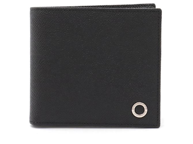 Bulgari Bvlgari Man Bi-fold Wallet Black Blue Leather  ref.2114790