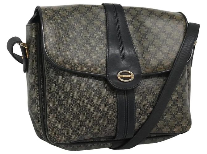 Céline Borsa a spalla in tela Macadam CELINE Navy Auth KD213 Blu navy