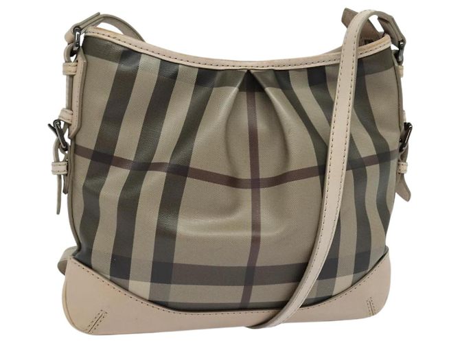 Borsa a spalla Burberry Nova Check PVC Khaki Auth BA711 Cachi