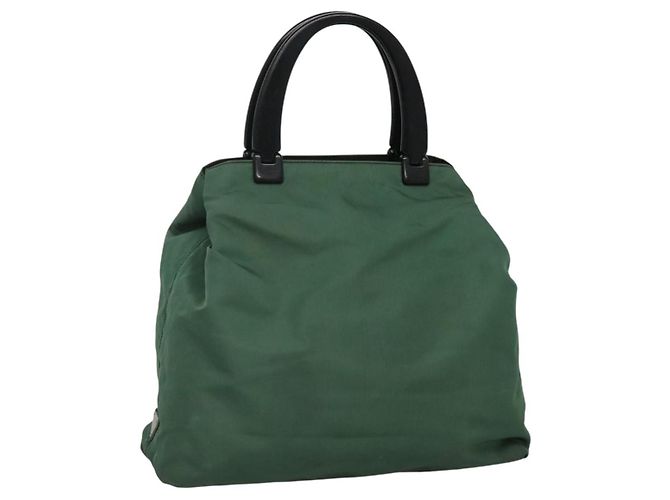 PRADA Handtasche aus Nylon Kunststoff grün schwarz silber authentisch fm4464