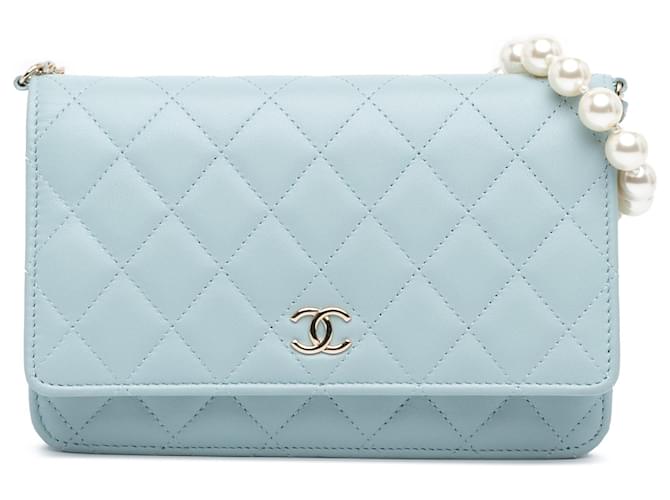 Wallet On Chain CHANEL Handbags T.  Leather Blue  ref.2115666