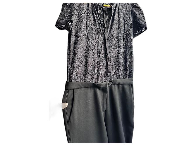 Maje Schwarzes Kleid mit Spitzenoberteil