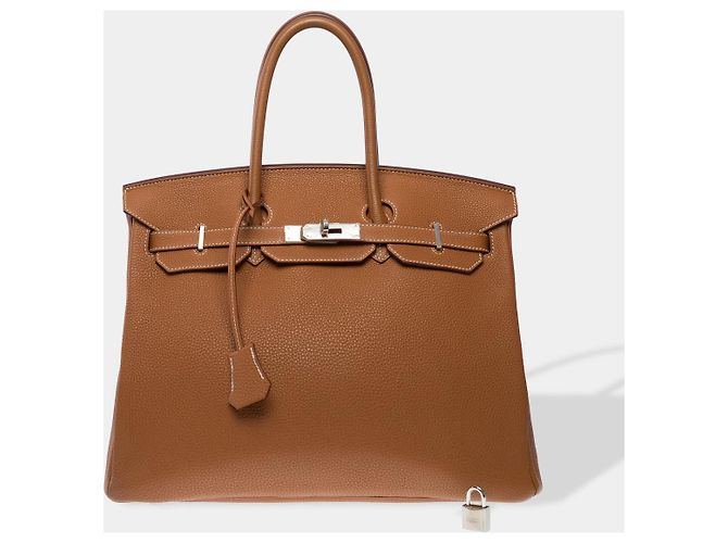 Hermès HERMES Birkin 35 Bag in Golden Leather - 102584