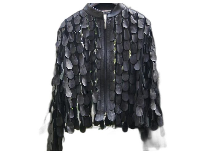 Autre Marque Giacca in pelle oversize nera