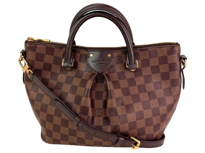 Bolsa de Ombro Louis Vuitton Damier Ebene Siena PM Marrom