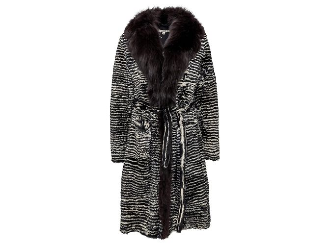 Gianfranco Ferré Rabbit and Fox Fur Coat - '90s Black