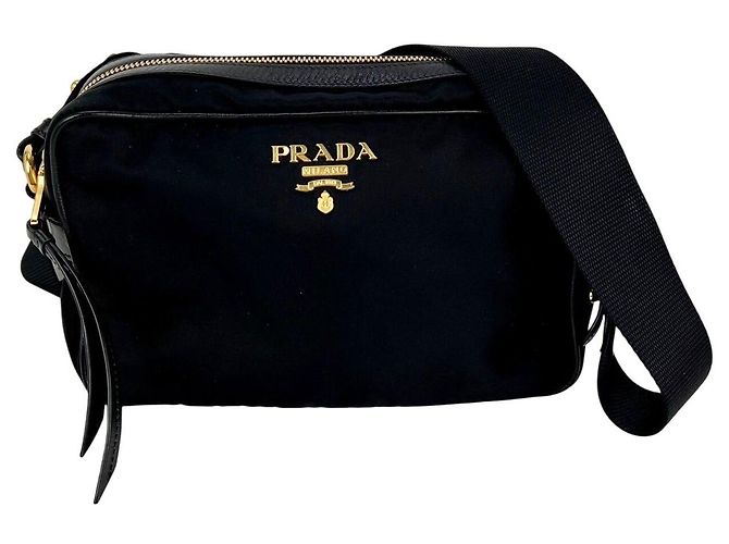 Bolsa de câmera transversal em nylon Tessuto preto da Prada
